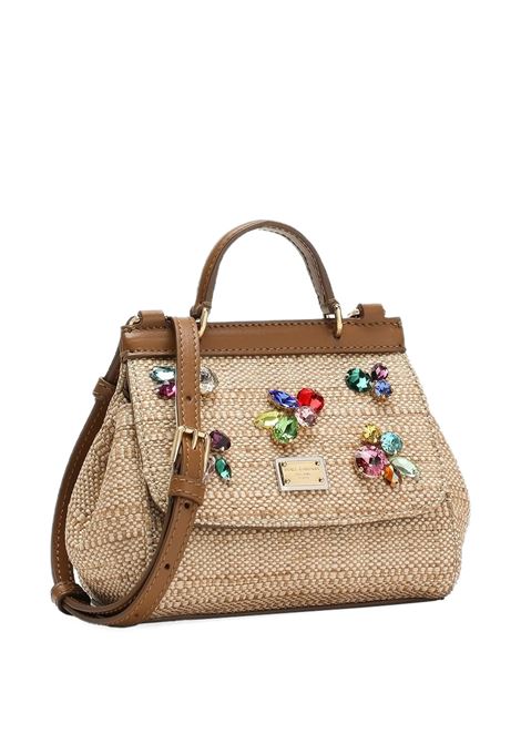 Borsa a Mano Sicily In Rafia Beige Con Applicazioni DOLCE & GABBANA KIDS | EB0003-AS76887183
